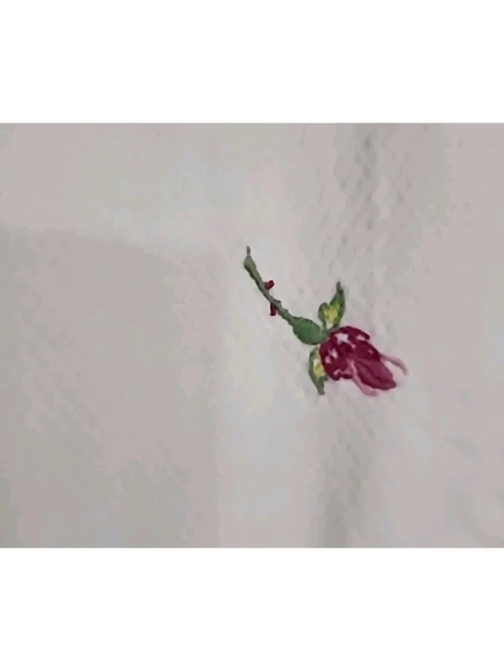 Vintage Hand Embroidered Crocheted‎ Edge Rose Floral Table Runner Dresser Scarf